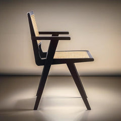 Rattan Cane Solid Wood Armchair