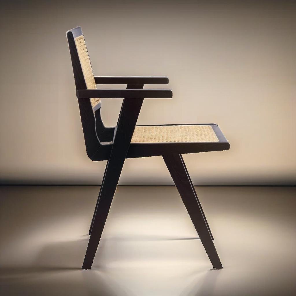 Rattan Cane Solid Wood Armchair