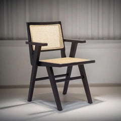 Rattan Cane Solid Wood Armchair