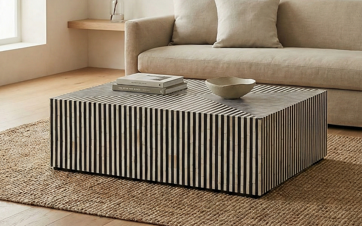 NoirStripe Strata Modern Coffee Table
