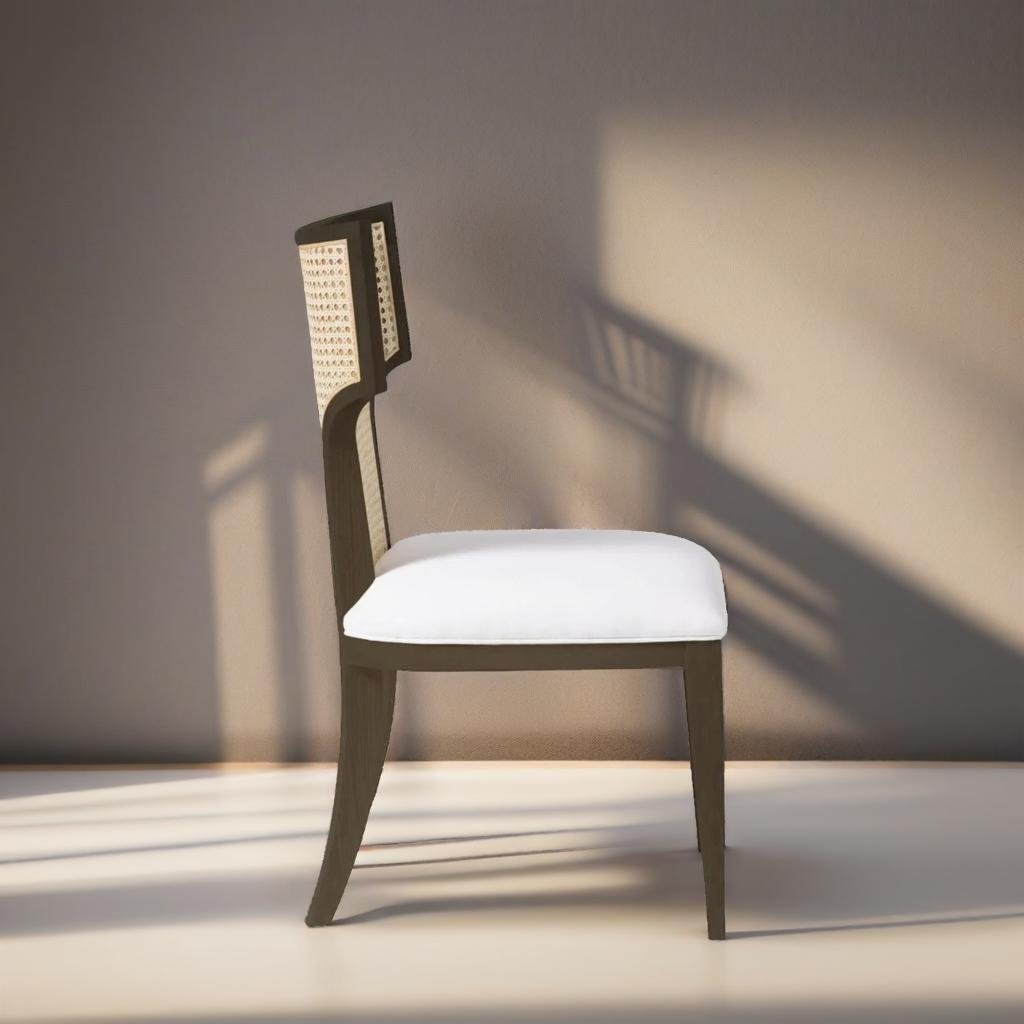 Rattan Cane Solid Wood Black Chair