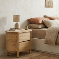 Elara Rattan 2 Drawer Bedside  Table
