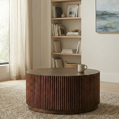 Sierra Round Natural Finish Coffee Table