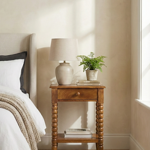 Prague Solid Wood Bedside Table