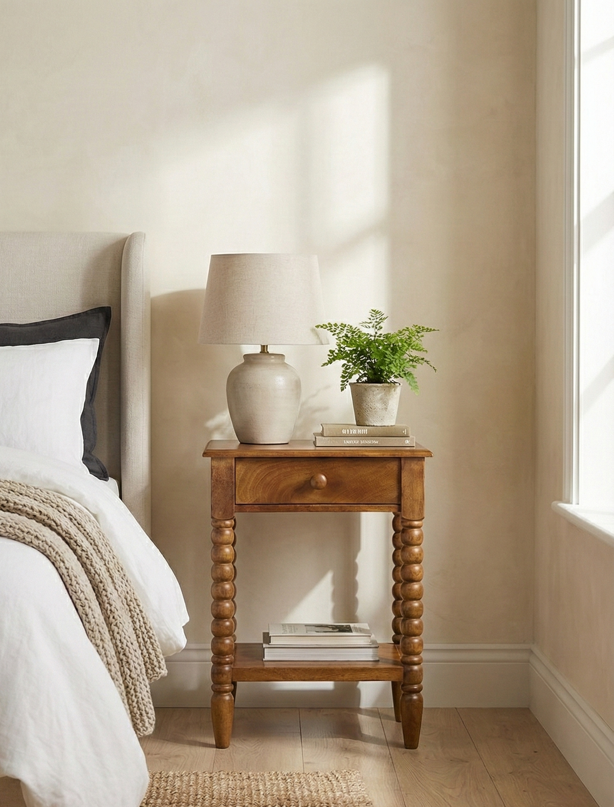 Prague Solid Wood Bedside Table