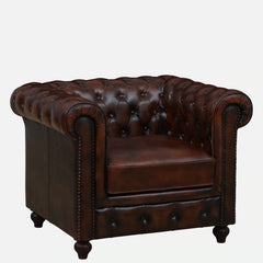 Chesterfield Leather One Seater Sofa