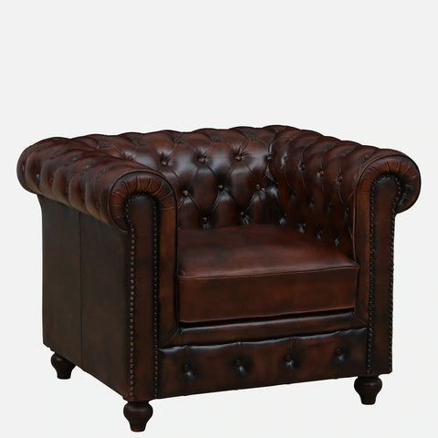 Chesterfield Leather One Seater Sofa