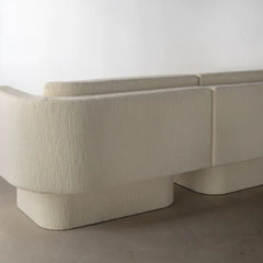 Milano Modern Off- White Finish Boucle Fabric Sofa - 3 Seater