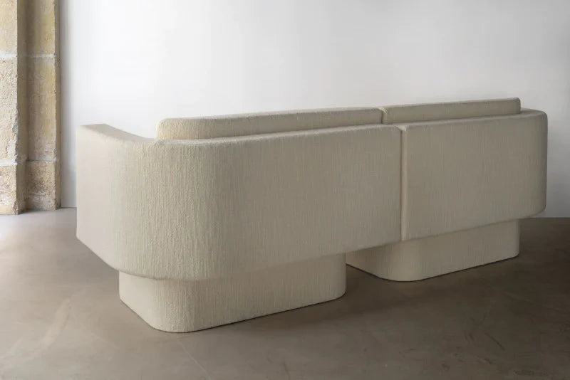 Milano Modern Off- White Finish Boucle Fabric Sofa - 3 Seater