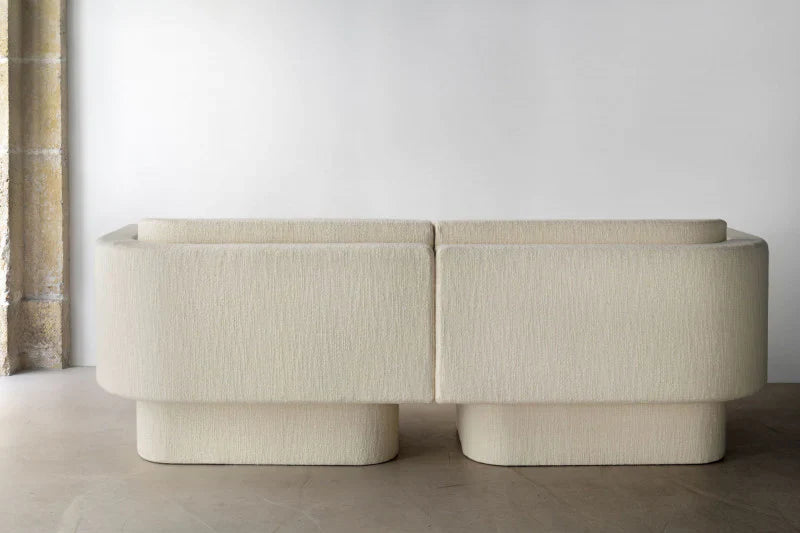 Milano Modern Off- White Finish Boucle Fabric Sofa - 3 Seater