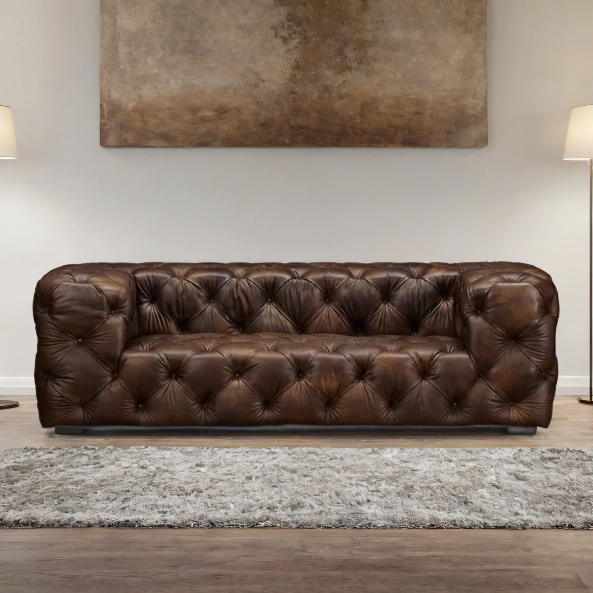 Lidah Chesterfield 3- Seater Leather Sofa