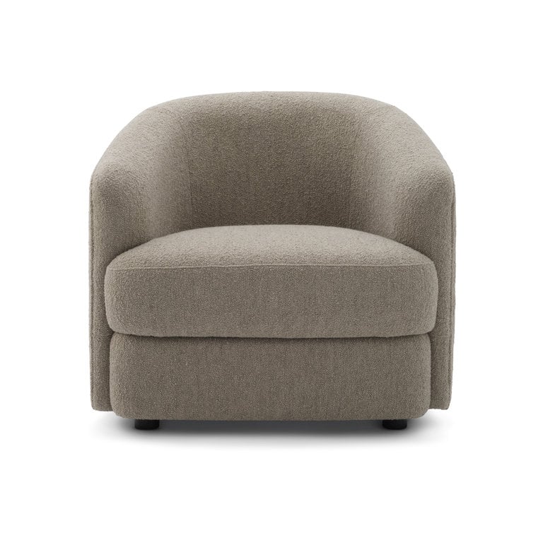Modern Solid Wood Curved Fabric Lounge Chair