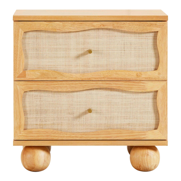 Naysa Natural Wood Rattan Side Table With Drawer