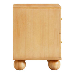 Naysa Natural Wood Rattan Side Table With Drawer
