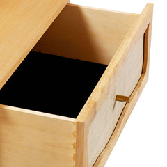 Naysa Natural Wood Rattan Side Table With Drawer