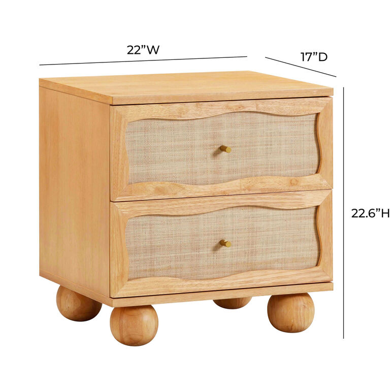 Naysa Natural Wood Rattan Side Table With Drawer