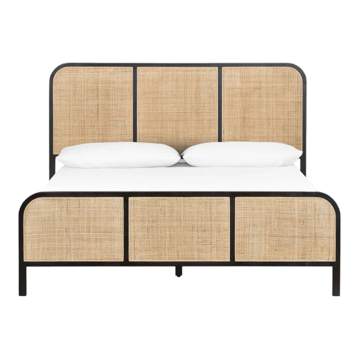 Exquisite Mango Wood Rattan Bed In Curve -All Sizes