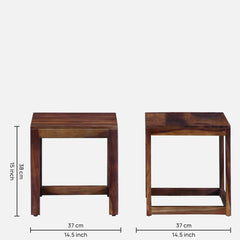 Classic Sheesham Wood Set of 3 Side Table In Rustic Teak