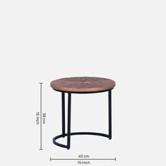 Industrial Solid Wood Set of 3 Side Table In Black Finish