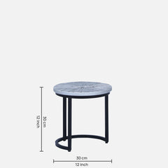 Industrial Solid Wood Set of 3 Side Table In Black Finish