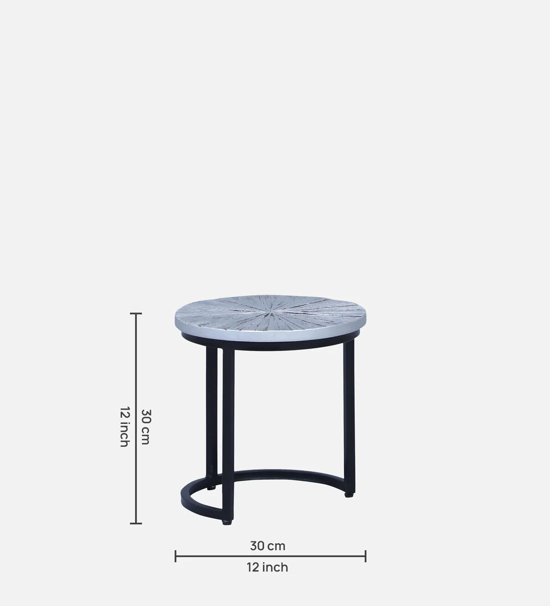 Industrial Solid Wood Set of 3 Side Table In Black Finish