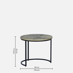 Industrial Solid Wood Set of 3 Side Table In Black Finish