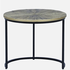 Industrial Solid Wood Set of 3 Side Table In Black Finish
