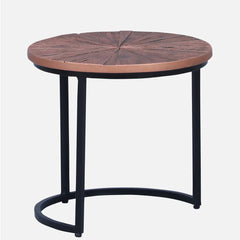 Industrial Solid Wood Set of 3 Side Table In Black Finish