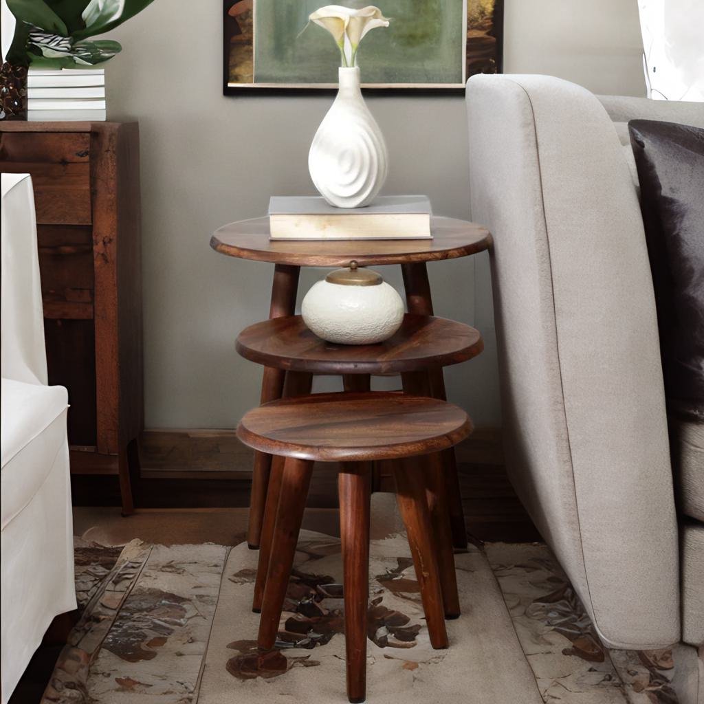 Sheesham Wood Side Table Set of 3