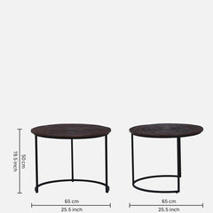 End Tables for Living Room Set of 2 - Walnut Finish