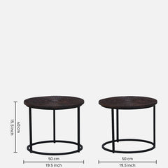 End Tables for Living Room Set of 2 - Walnut Finish