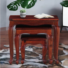 Classic Sheesham Wood Set of 3 Side Table