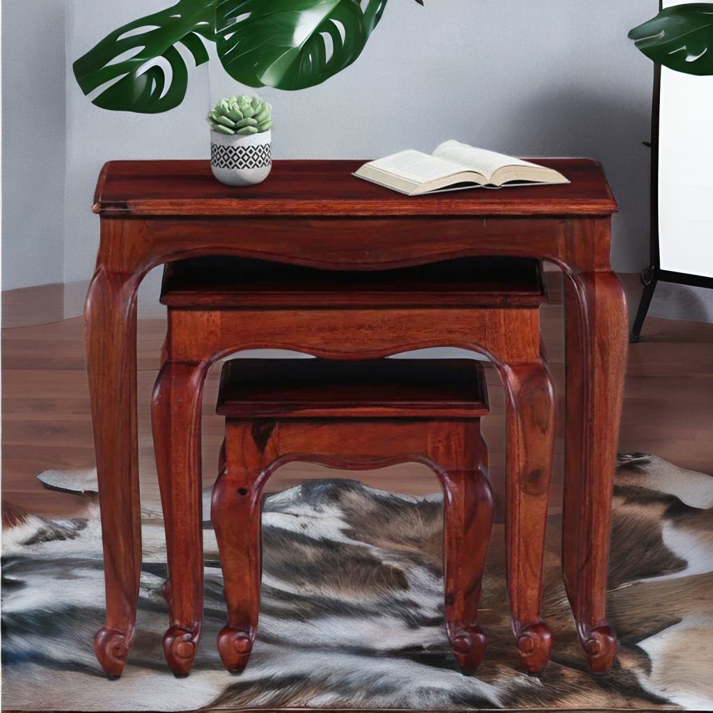 Classic Sheesham Wood Set of 3 Side Table
