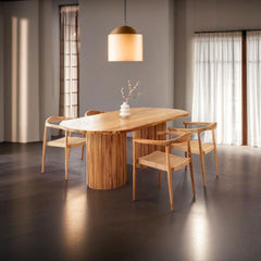 Classic Solid Teakwood Dining Table Set Rattan Chairs – 4 Seater, 6 Seater – All Sizes