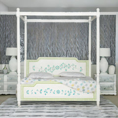 Jaipuri Hand Painted Solid Wood Poster Bed