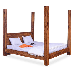 Classic Sheesham Wood Poster Bed In Honey Finish