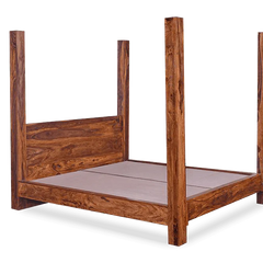 Classic Sheesham Wood Poster Bed In Honey Finish