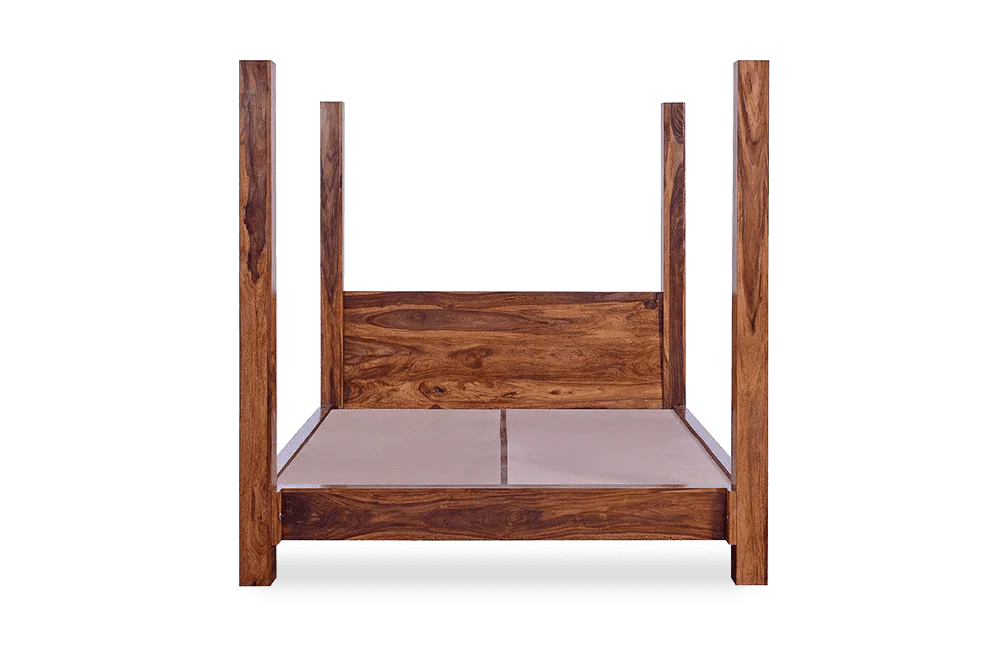 Classic Sheesham Wood Poster Bed In Honey Finish