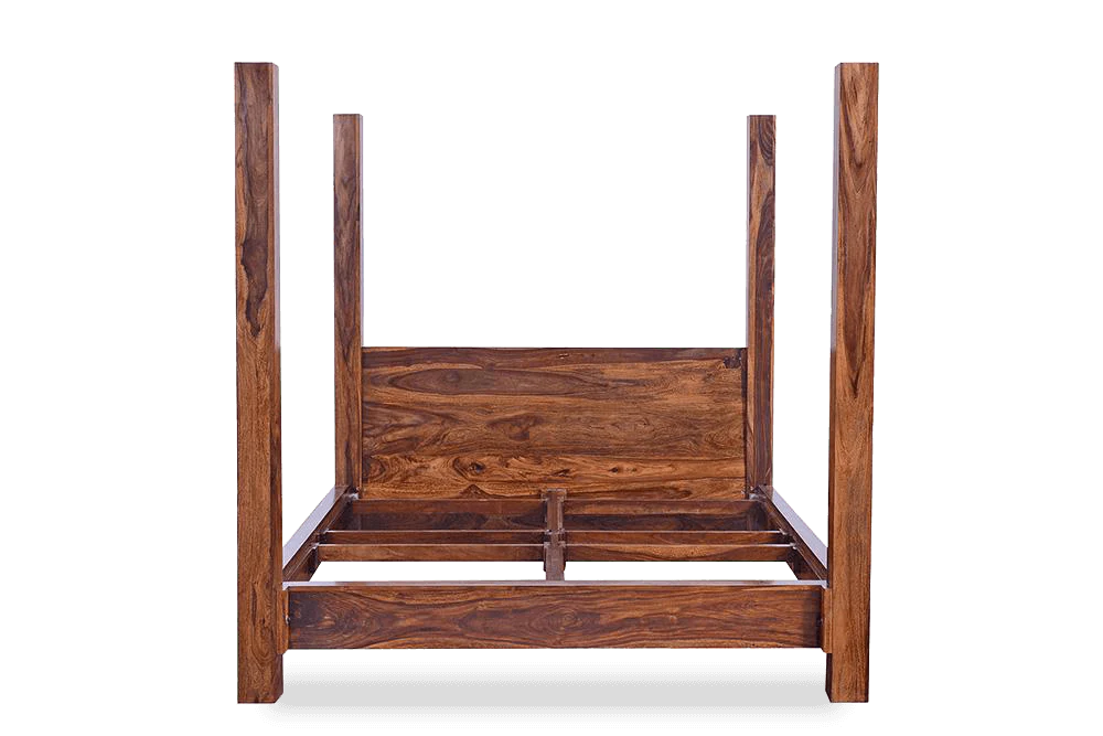 Classic Sheesham Wood Poster Bed In Honey Finish