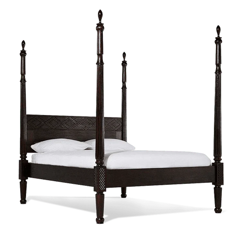 Imperial Solid Wood Poster Bed In Walnut Finish