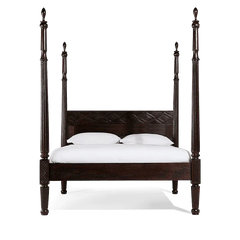 Imperial Solid Wood Poster Bed In Walnut Finish