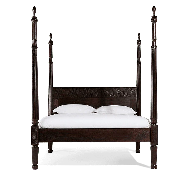 Imperial Solid Wood Poster Bed In Walnut Finish