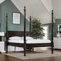 Imperial Solid Wood Poster Bed In Walnut Finish