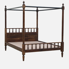 Traditional Sheesham Wood Poster Bed In Provincial Teak Finish