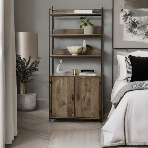 Modern Torpedo Verge Classsy Sheesham Wood Brown Bookcase