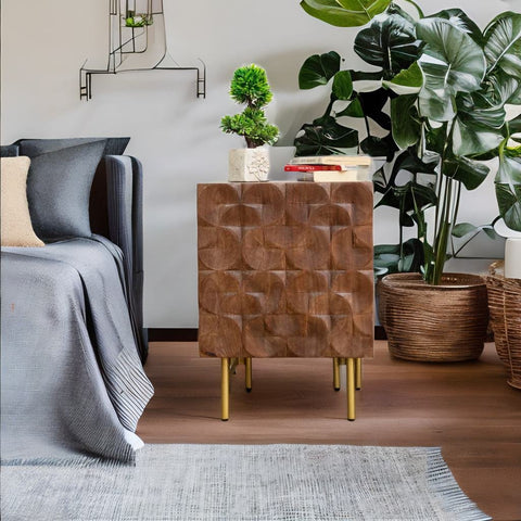 Modern El Monte Solid Mango Wood Bedside Table