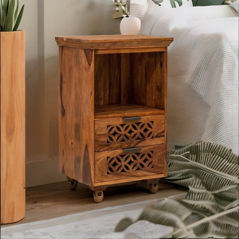 Classic Solid Sheesham Wood Drawer Bedside Table