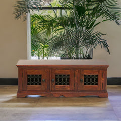 Sheesham Wood Bench In Honey Oak Finish