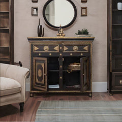 Modern Solid Mango Wood Cabinet With Brass Work