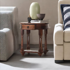 Modern Rajasthani Classy Meadow Solid Sheesham Wood Side Table